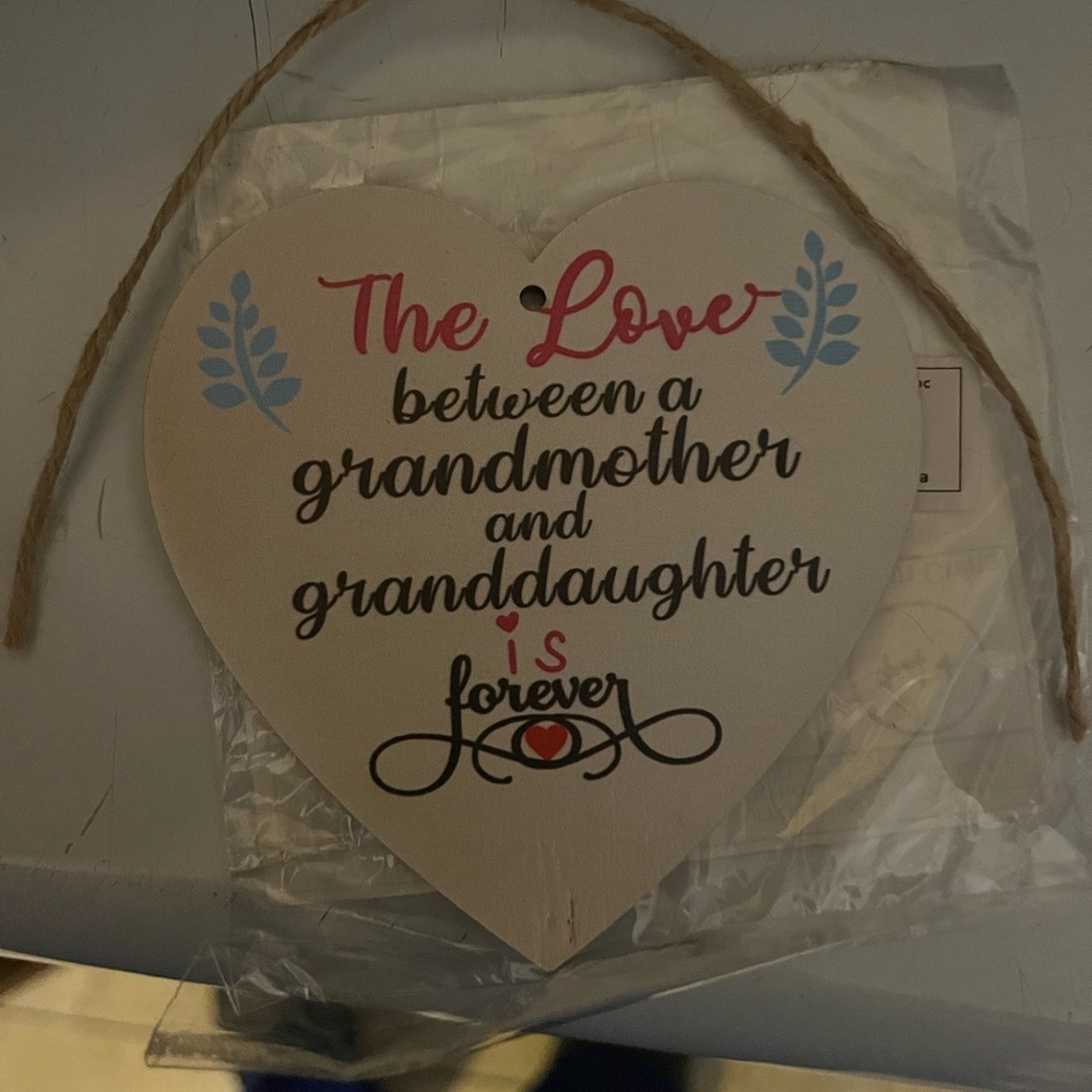 Love Heart-Shaped Hanging Sign with Red and Blue Accents